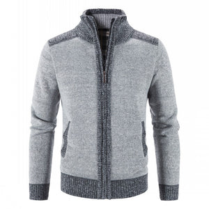 Gilet / cardigan tricoté à col montant pour homme "Favocent - 21920SF" - Gris / M | Planète Rando