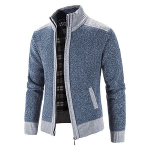 Gilet / cardigan tricoté à col montant pour homme "Favocent - 21920SF" - Bleu / M | Planète Rando