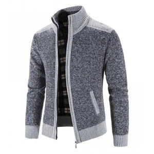 Gilet / cardigan tricoté à col montant pour homme "Favocent - 21920SF" - Gris foncé / M | Planète Rando