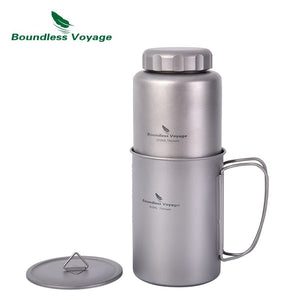 Gourde de 1050ml et tasse de 600ml en titane à partir de 140g "Boundless Voyage - Ti3000D series" - | Planète Rando