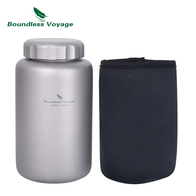 Gourde de 1050ml et tasse de 600ml en titane à partir de 140g "Boundless Voyage - Ti3000D series" - | Planète Rando