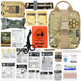 Kit de survie d'urgence professionnel / pochette médicale de premiers secours 1.2kg "Rhino Rescue - IFAK-SE" - Camouflage | Planète Rando