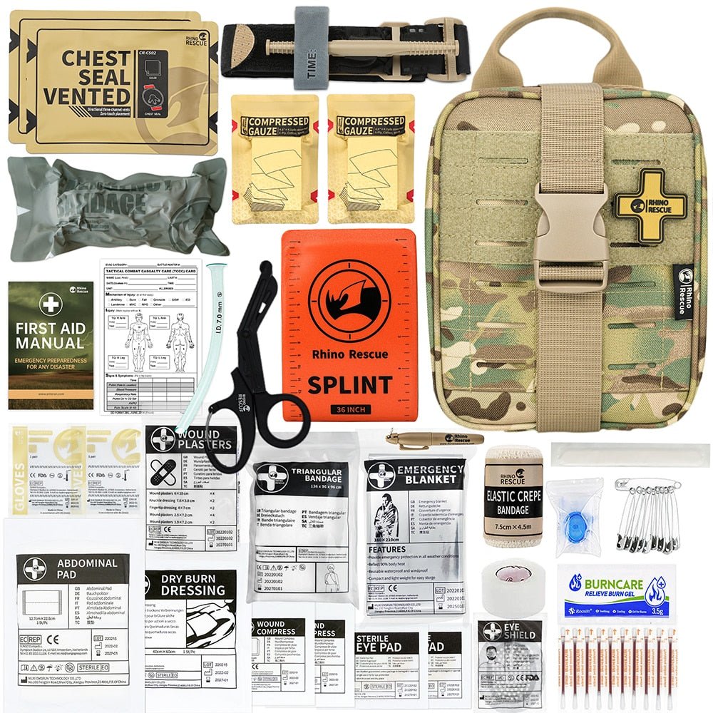 Kit de survie d'urgence professionnel / pochette médicale de premiers secours 1.2kg "Rhino Rescue - IFAK-SE" - | Planète Rando