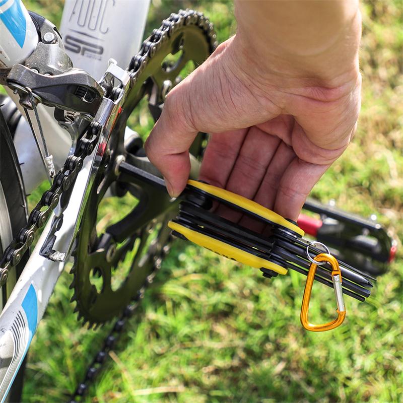 Kit de Réparation de Vélo16 en 1 Multi-Outil de Poche Kit d'Outils de Vélo  Multifonction pour la Réparation Cle de Vélo en Acier Carbone Trousse  Réparation de Pneu de Vélo Kit d'Outils