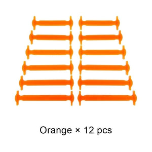 Lacets élastiques en Silicone pour chaussures de sport "Tilusero - Quick lazy shoeslace" - Orange / 12 pcs | Planète Rando