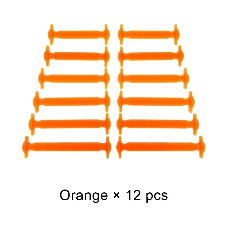 Lacets élastiques en Silicone pour chaussures de sport "Tilusero - Quick lazy shoeslace" - Orange / 12 pcs | Planète Rando