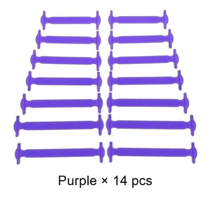 Lacets élastiques en Silicone pour chaussures de sport "Tilusero - Quick lazy shoeslace" - Violet / 14 pcs | Planète Rando