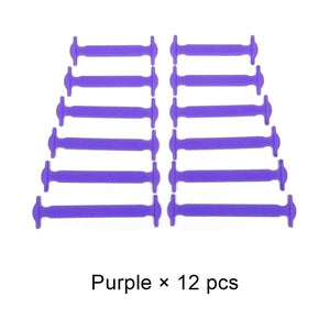 Lacets élastiques en Silicone pour chaussures de sport "Tilusero - Quick lazy shoeslace" - Violet / 12 pcs | Planète Rando