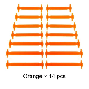 Lacets élastiques en Silicone pour chaussures de sport "Tilusero - Quick lazy shoeslace" - Orange / 14 pcs | Planète Rando