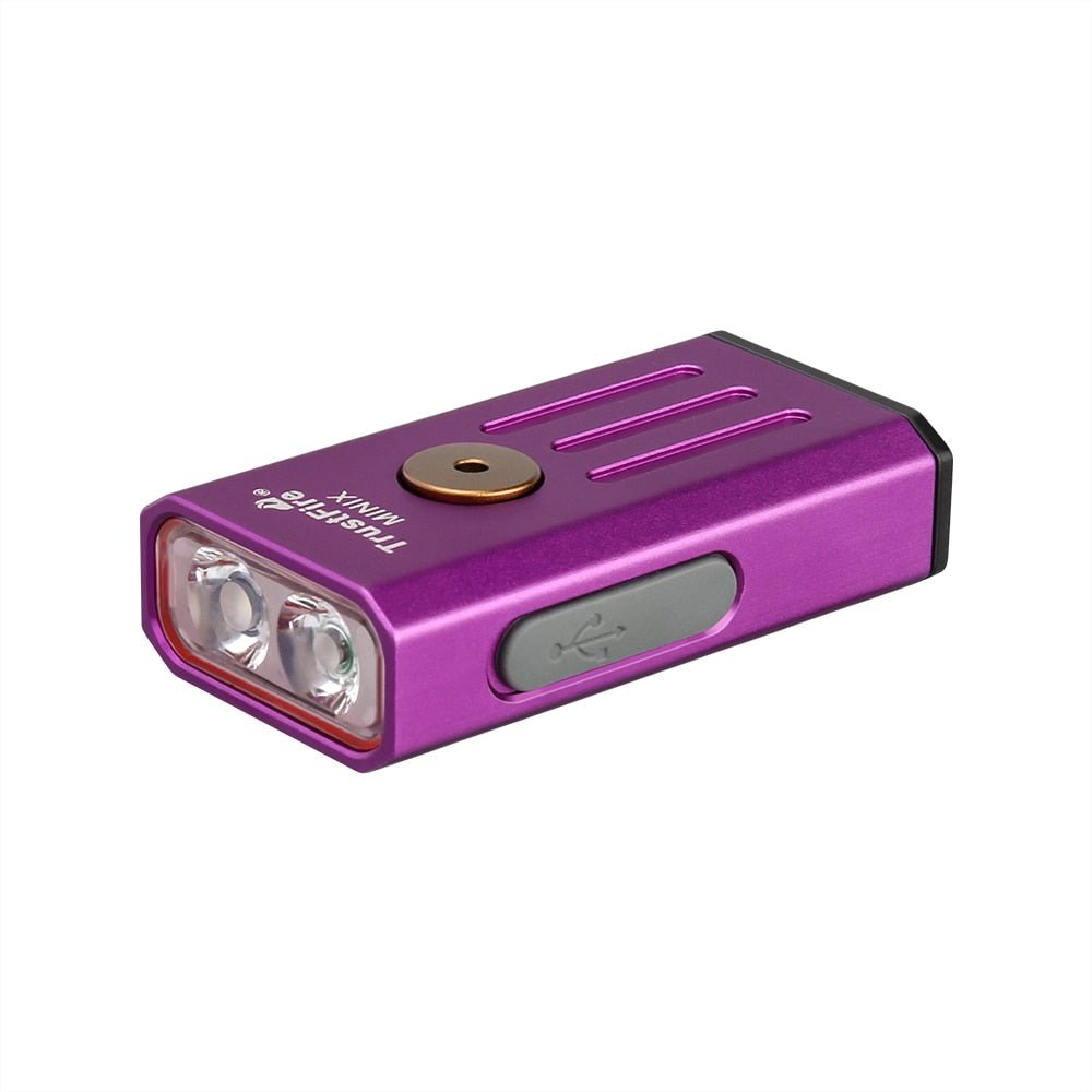 Lampe de poche rechargeable USB 320 lumens 50g "Trustfire - Minix EDC" - Violet / Lumière blanche et rouge | Planète Rando