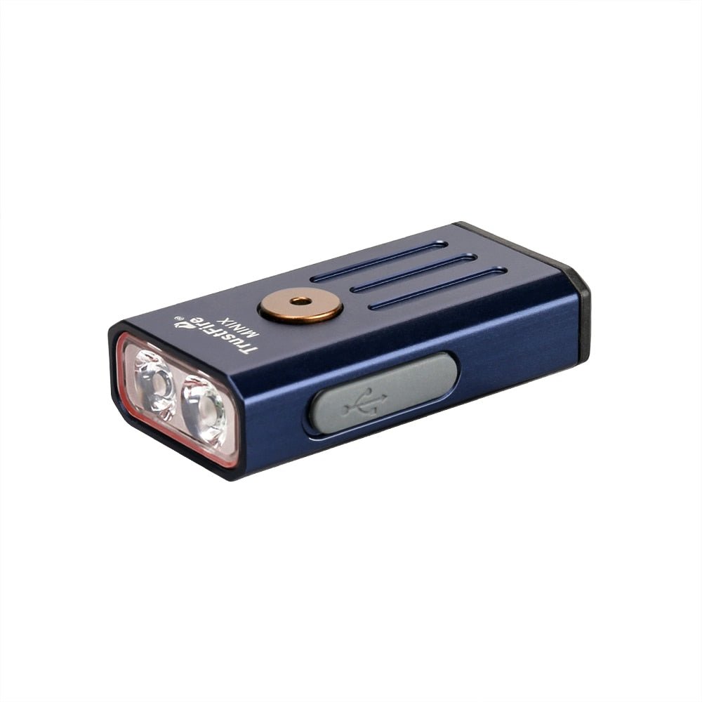 Lampe de poche rechargeable USB 320 lumens 50g "Trustfire - Minix EDC" - Bleu foncé / Lumière blanche et rouge | Planète Rando