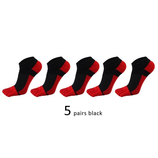 Lot de 5 paires de chaussettes de sport avec orteils respirantes et confortables "Veridical - anti-friction" - 5pcs noir/rouge / 38-44 | Planète Rando