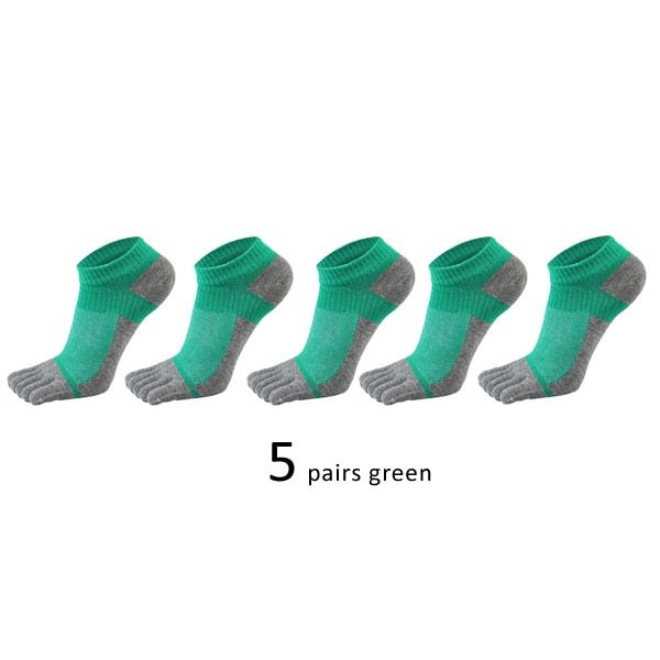 Lot de 5 paires de chaussettes de sport avec orteils respirantes et confortables "Veridical - anti-friction" - 5pcs Vert / 38-44 | Planète Rando