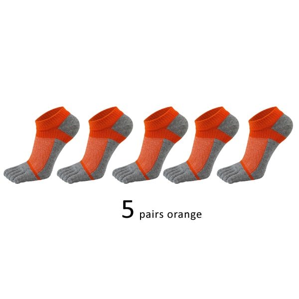 Lot de 5 paires de chaussettes de sport avec orteils respirantes et confortables "Veridical - anti-friction" - 5pcs Orange / 38-44 | Planète Rando