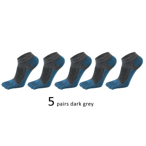 Lot de 5 paires de chaussettes de sport avec orteils respirantes et confortables "Veridical - anti-friction" - 5pcs Gris foncé / 38-44 | Planète Rando