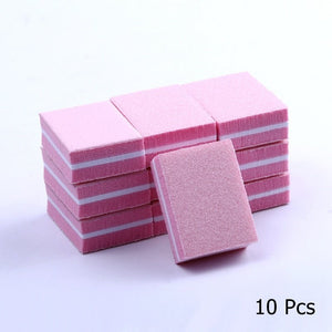 Lot de mini blocs de lime à ongles double face en éponge / outils de manucure polissage "Fumosik - Naa" - Rose pastel / 10 pièces | Planète Rando