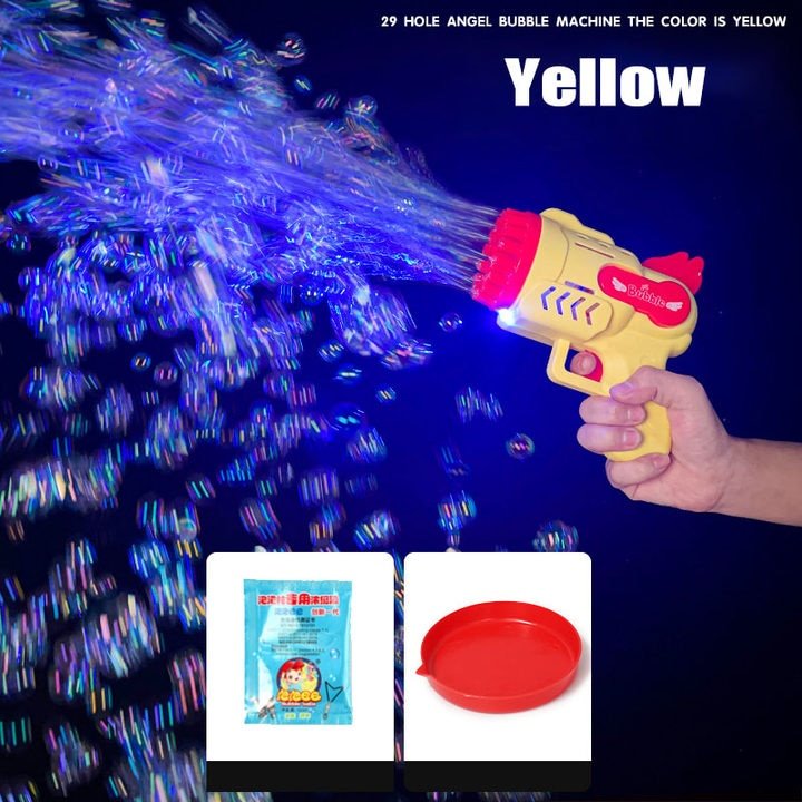 Machine à bulles de savon / fusée à 69 trous pour enfant "Bazooka - Bubble Gun" - Jaune / 29 trous | Planète Rando