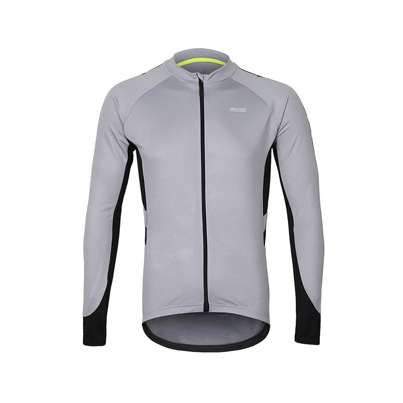 Maillot de cyclisme à manches longues avec poches pour homme "ARSUXEO – 6030" - Gris / S | Planète Rando