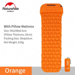 Matelas gonflable ultra-léger 610g R 2.1 avec oreiller "Naturehike – NH19Z032-P" - Orange / Sans sac gonflable | Planète Rando