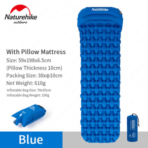 Matelas gonflable ultra-léger 610g R 2.1 avec oreiller "Naturehike – NH19Z032-P" - Bleu / Avec sac gonflable | Planète Rando