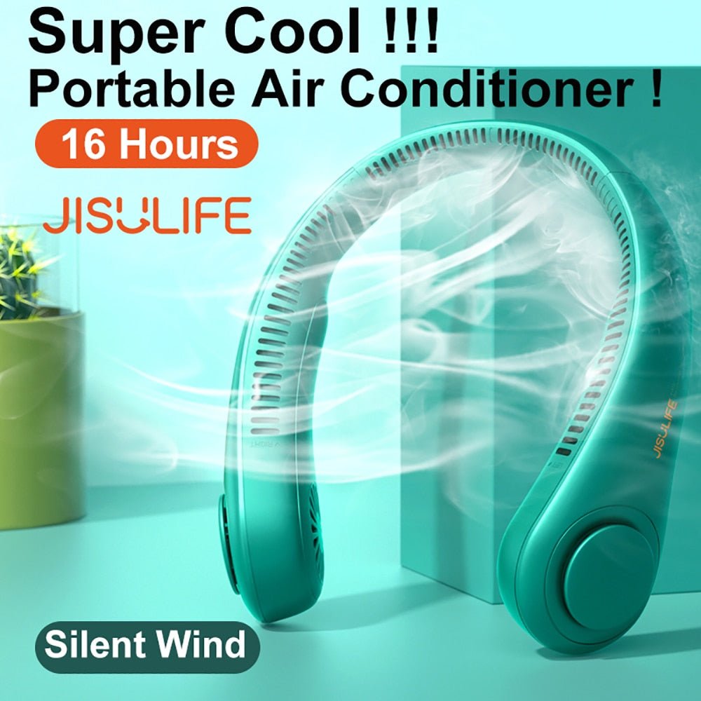 Mini-ventilateur de cou portable sans lame & rechargeable USB "JISULIFE - Silent Wind" - | Planète Rando