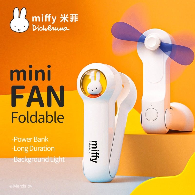 Mini-ventilateur portable et pliable avec chargeur USB et lumière "Miffy - MF04" - | Planète Rando