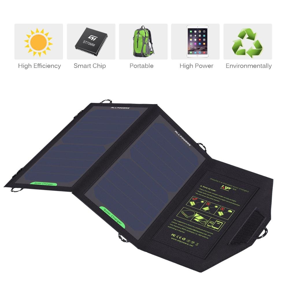 Panneau solaire portatif 10W / 5V "Allpowers - UL Solar Panel" - | Planète Rando