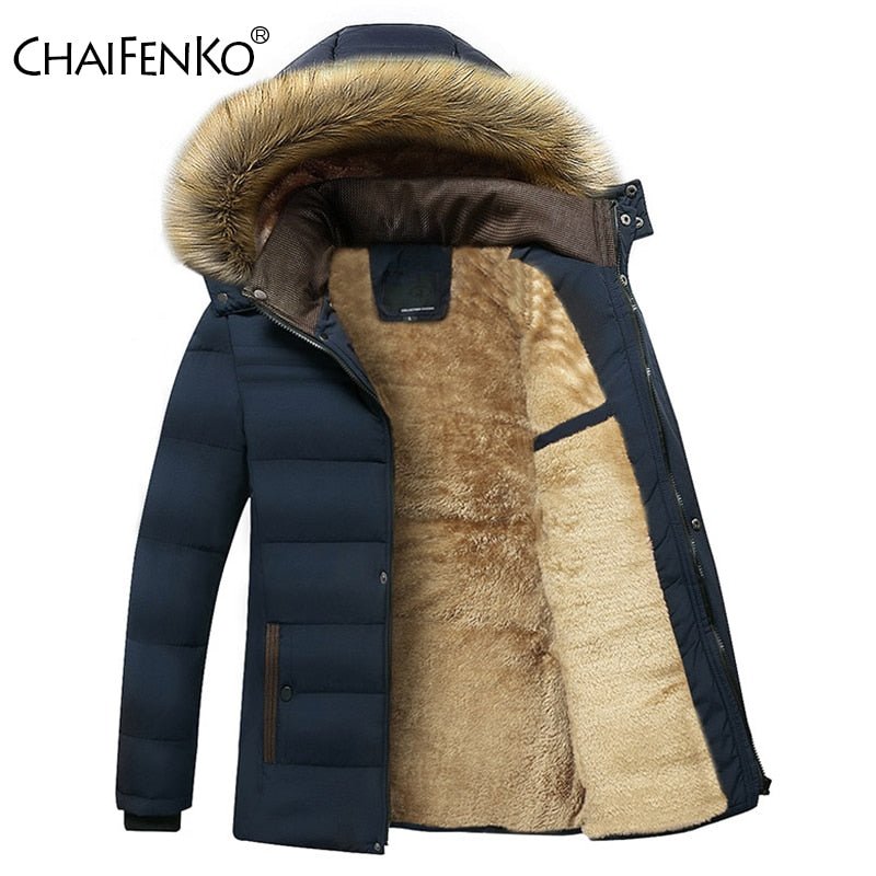 Parka chaude en polaire avec col en fourrure pour homme 1,2 kg "CHAIFENKO - RMX" - | Planète Rando