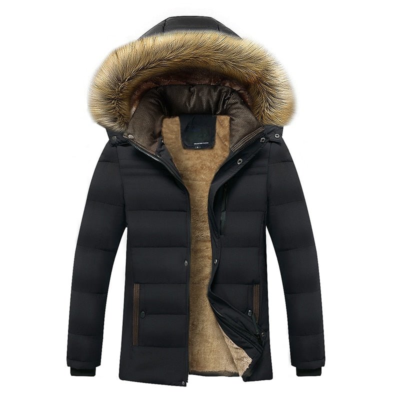 Parka chaude en polaire avec col en fourrure pour homme 1,2 kg "CHAIFENKO - RMX" - Noir / S | Planète Rando