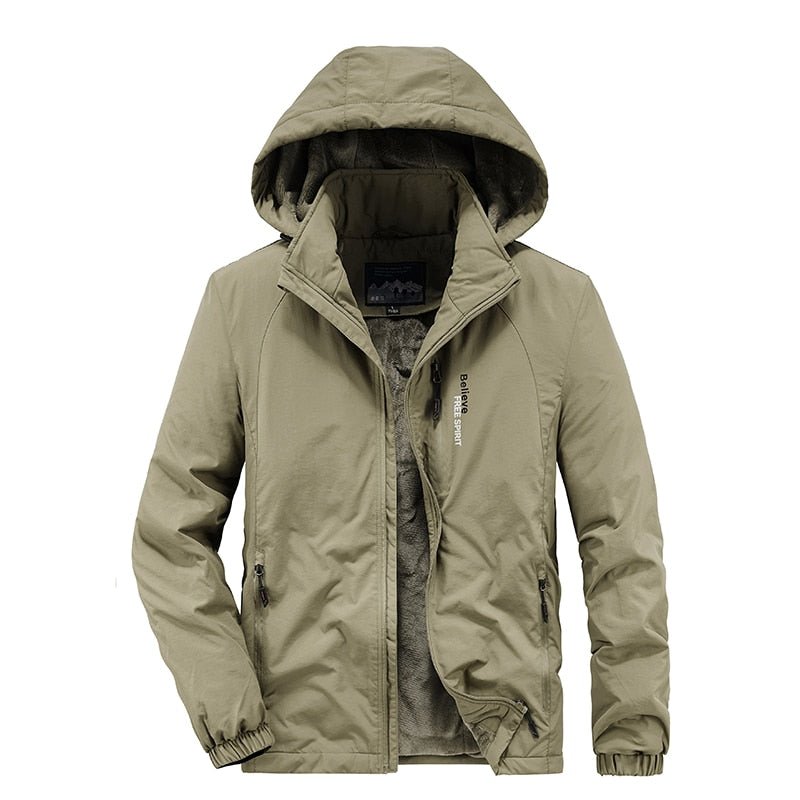 Parka d'hiver chaude à capuche pour homme "Free sport - Believe" - Khaki / M | Planète Rando