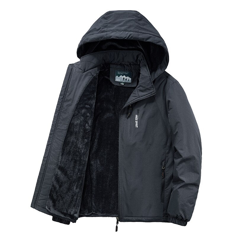 Parka d'hiver chaude à capuche pour homme "Free sport - Believe" - Noir / M | Planète Rando