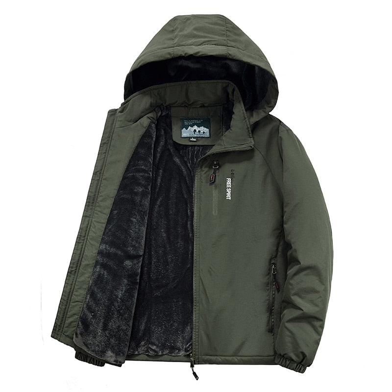 Parka d'hiver chaude à capuche pour homme "Free sport - Believe" - Vert foncé / M | Planète Rando