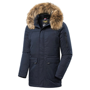 Parka hiver imperméable à capuche fourrure pour homme 1,7 kg "TFU - Runling Rtan -30°C" - Bleu navy / 48 | Planète Rando