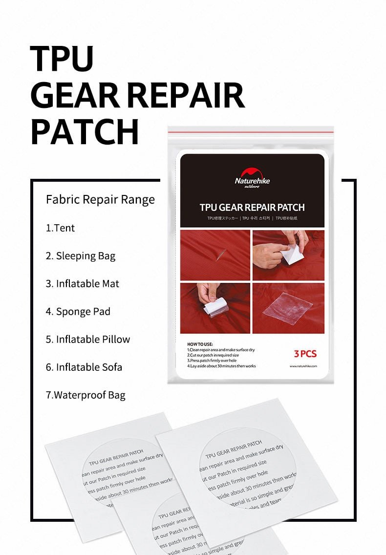 Patch de réparation en TPU 3 pièces/lot 10g "Naturehike – Gear repair" - | Planète Rando