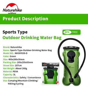 Poche à eau sans BPA pliable 3L 260g "NatureHike - NH30Y030-D" - | Planète Rando