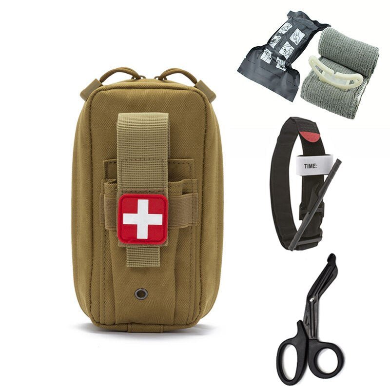 Pochette tactique médicale, IFAK / kit de premiers secours "Clusgo - EMT medik" - tan set D | Planète Rando