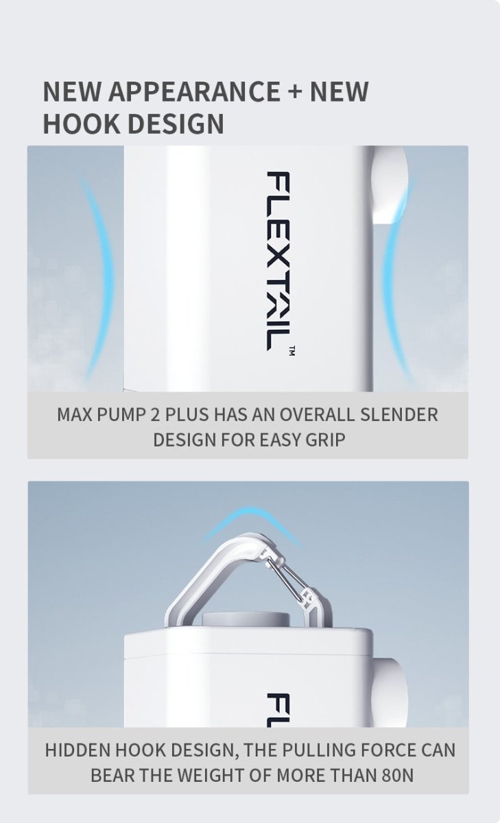 Pompe à électrique portable 4.5kPa et batterie rechargeable 4800 mAh avec fonction éclairage "FLEXTAILGEAR - Max Pump P2 plus" - Planète Rando