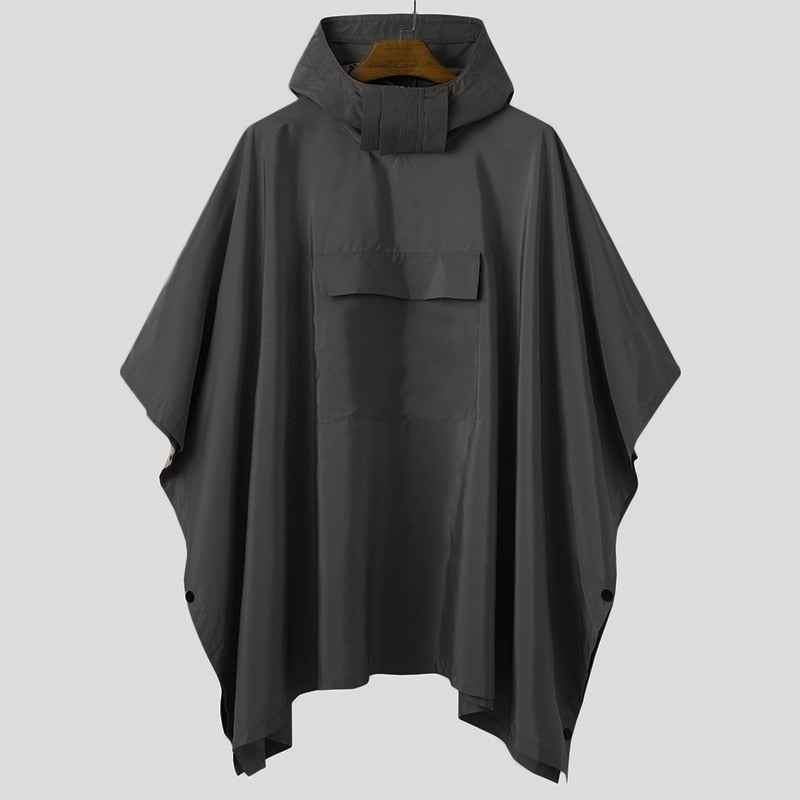 Trench avec poche central et capuche "INCERUN - 5XL7" - Gris / S | Planète Rando