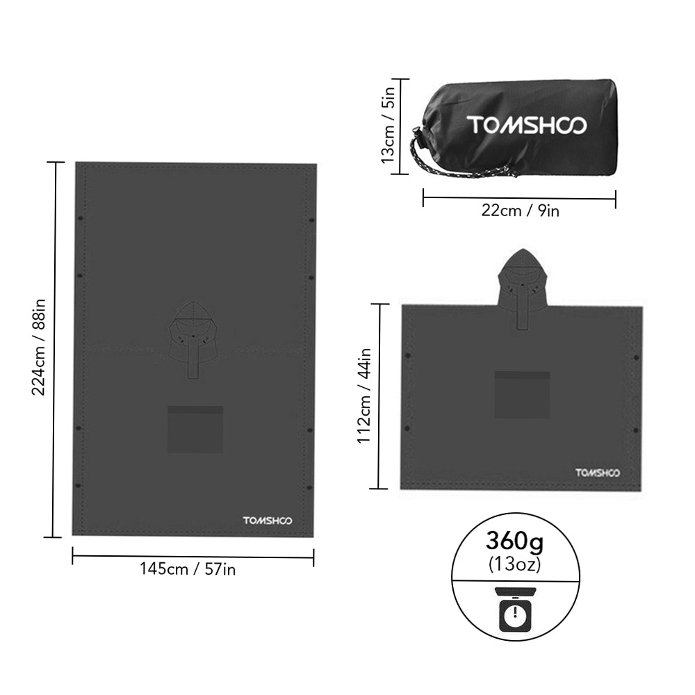 Poncho imperméable léger à capuche avec poche ventrale "Tomshoo - RainUv" - Planète Rando