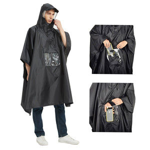 Poncho imperméable léger à capuche avec poche ventrale "Tomshoo - RainUv" - Planète Rando