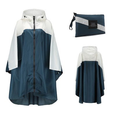 Poncho imperméable / veste de pluie de randonnée en plein air "Kmooliistory - Rain Poncho" - Bleu - blanc | Planète Rando