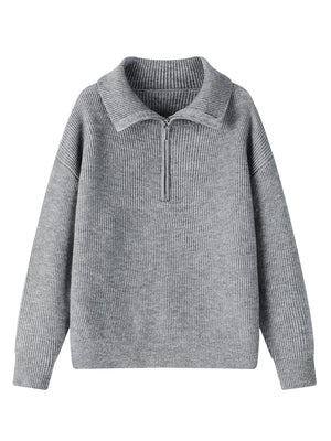 Pull en tricot à fermeture éclair pour femme avec col Polo "FANSILANEN - FS4078" - Planète Rando