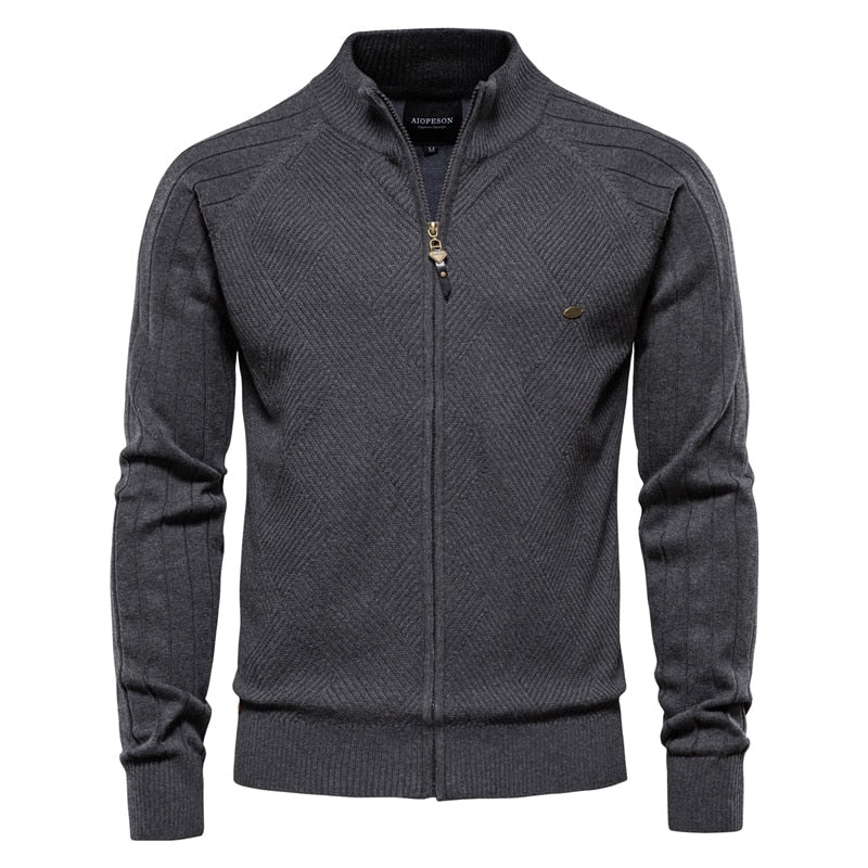 Pull zippé en coton pour homme "AIOPESON -Y159" - Gris foncé / M | Planète Rando