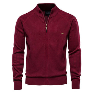 Pull zippé en coton pour homme "AIOPESON -Y159" - Rouge / M | Planète Rando