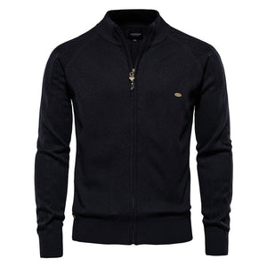 Pull zippé en coton pour homme "AIOPESON -Y159" - Noir / M | Planète Rando