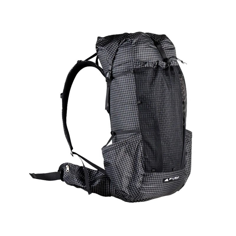 Sac à dos de randonnée / trekking imperméable UHMWPE 46L + 10L 880g "3F UL GEAR - Qi Dian Pro" - Noir | Planète Rando