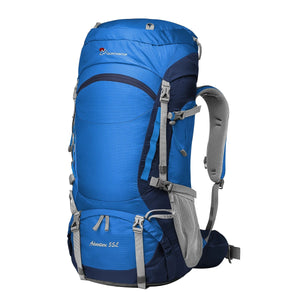 Sac à dos randonnée avec housse de pluie & H2O 1,65kg "MOUNTAINTOP - M5820II 55L" - Bleu | Planète Rando