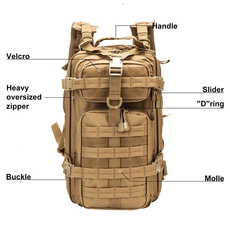 Sac à dos tactique en Nylon 1000D 30L "LQARMY - Tactical bagpack" - Planète Rando