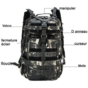 Sac à dos tactique en Nylon 1000D 30L "LQARMY - Tactical bagpack" - Planète Rando