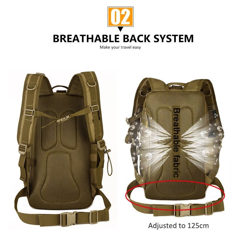 Sac à dos tactique imperméable avec système Molle 30L "Kendome - XA39D" - Planète Rando